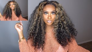 😍Extremely Full 22inch FULL LACE DeepWave Review Front Blonde Streaks Wig ApplicationYWIGS [upl. by Collar]