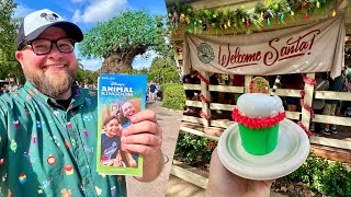 Disney’s Animal Kingdom 2024  NEW Christmas Snacks amp Meeting SANTA In Dinoland  Walt Disney World [upl. by Glynda]