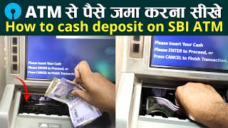 SBI ATM Machine se cash deposit kaise karen  How to deposit money on bank account using atm machine [upl. by Breech]