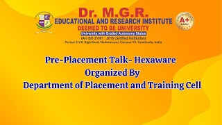 Pre placement talk  hexaware organized department of placement and training cell [upl. by Dang]