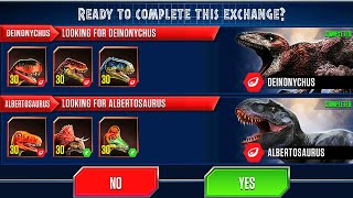 LOOKING FOR DEINONYCHUS VS ALBERTOSAURUS  JURASSIC WORLD THE GAME [upl. by Annaid]