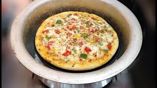 Fajita Pizza Without Oven  Thick Crust Fajita Pizza Recipe in Vessel [upl. by Lleirbag]