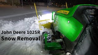 Colorado October Snow John Deere 1025R Practice Snow Removal [upl. by Akcebar]