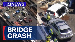 Two people killed in crash on Sydney Harbour Bridge  9 News Australia [upl. by Uttasta]