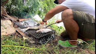 Pesca y cocina pescando de costa y en canoa tirando tarros PESCA URBANA 2021 [upl. by Helban]