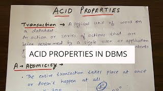 ACID Properties in DBMS With Examples  Indepth Explanation [upl. by Aratehs]