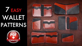 7 Easy Leather Wallet Patterns  Pattern Download and DIY Tutorial [upl. by Abbi]