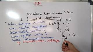 Deviations from Mendels Law part1 Incomplete Dominance [upl. by Burke958]