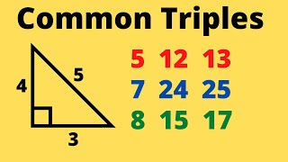 Triple familiesCommon Pythagorean Triples [upl. by Malvie]