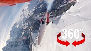 Fighter jet over Lauberhorn ski race  cockpit view 360° [upl. by Harman407]