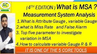 What is Measurement system Analysis MSA  calculation of variable Gauge R ampR Active class [upl. by Anha]