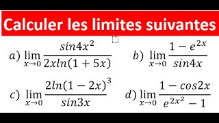 Calcul de limites examen analyse maths académie sinus cosinus logarithme exponentielle [upl. by Kola536]