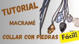 Como engarzar una piedra con hiloFACIL collar macramé con piedra [upl. by Heigho]