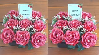 DIY FLOWER BOX  FLOWER BOX WITH SATIN RIBBON  GIFT BIRTHDAY [upl. by Lraep]