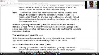 Contract Law Part 5 of 6  Exclusion Clauses [upl. by Nodnal]