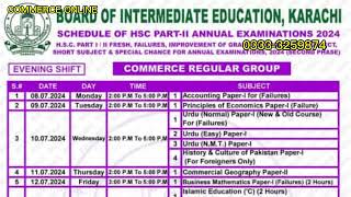 Commerce Date sheet 2024  class 11 and class 12  Karachi board [upl. by Dong]