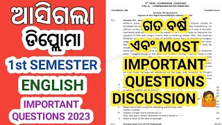 Diploma 1st Semester Communicative English Important Questions Discussion 2023 । diploma sctevt [upl. by Hadik]