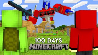 I Survived 100 Days Of Attack of OPTIMUS PRIME Giant TITAN  in Minecraft  Maizen [upl. by Treve]