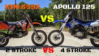 KTM 65SX VS APOLLO 125 RFZ  2 Stroke VS 4 Stroke [upl. by Eyr862]