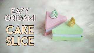 CAKE ORIGAMI  Easy Origami  How to make cake slice using paper [upl. by Conrad]