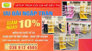 NHẬN ƯU ĐÃI LỚN KHI SETUP GIÁ KỆ SIÊU THỊ HANATECH NHÂN DỊP 83  KỆ SIÊU THỊ HANATECH 036 912 4565 [upl. by Acinimod]