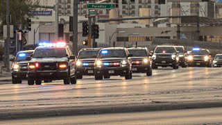 Donald Trumps Huge Motorcade Rolls Through Las Vegas To Rally With Large Police Escort [upl. by Ocirederf]