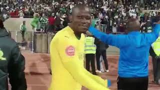 Bloem Celtic supporters sing for Mamelodi Sundowns players and coach Pitso Mosimane [upl. by Akinehc]