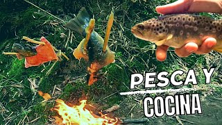 RÍO CON MUCHA TRUCHA A PESAR DEL CALOR EXTREMO🥵 PESCA Y COCINA RÚSTICA 🔥 [upl. by Krischer]