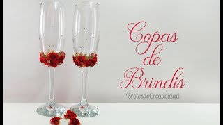 DIY Copas de Brindis con Flores Boda Fiesta XV  Brotes de Creatividad [upl. by Elsey]