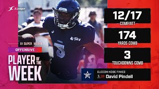 【X1 Super week4】OFFENSIVE PLAYER OF THE WEEK David Pindell（デイビッド・ピンデル／エレコム神戸ファイニーズ QB5） [upl. by Aizat]