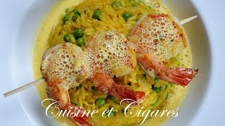 Rice and Tiger Prawns with Saffron Sauce [upl. by Arimihc]