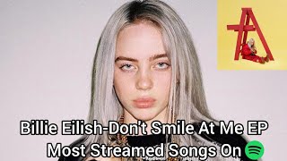 Billie EilishDont Smile At Me EP Most Streamed Songs On Spotify [upl. by Anaj]