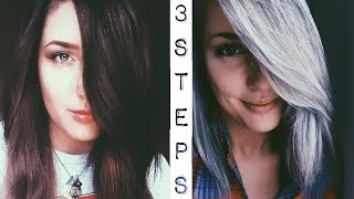 Dark Brown to Silver Hair  3 Step Tutorial [upl. by Joellyn804]