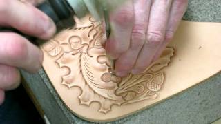 Western Culture ⭐ Leather tooling oak leaves and acorns  Part 2  leather craft [upl. by Llertnad]