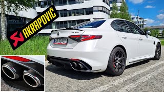 Alfa Romeo Giulia Quadrifoglio Akrapovic Exhaust Sound 4K  Revs Cold Start Acceleration [upl. by Aehc]