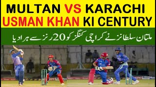 Multan Sultan beat Karachi Kings by 20 runs  Usman Khan century [upl. by Orvie]