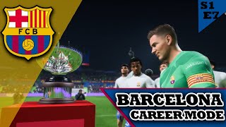 OUR FIRST TROPHY FC24 Barcelona Debt Career Mode [upl. by Eirised199]