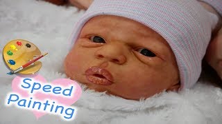 Speed Painting Reborn Baby Doll with Air Dry Acrylics [upl. by Veljkov931]