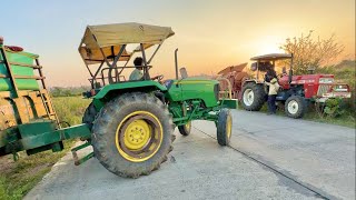 PB1886 में धान की थ्रेसिंग John Deere 5050  Eicher 485 with Punjab Thresher 13 क्विंटल प्रति बीघा [upl. by Ateval325]