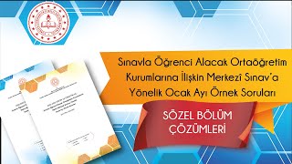 Merkezî Sınava Yönelik Ocak Ayı 2023 Örnek Soruları Çözümleri  SÖZEL BÖLÜM [upl. by Fabrin134]