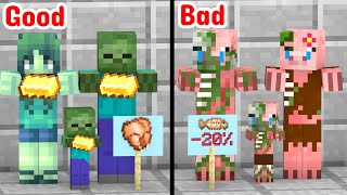 Bad vs Good Zombie Family  Minecraft Animation [upl. by Winnifred]