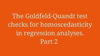 GoldfeldQuandt test for Hetrosecdasticity Example step by step subsample 1 part 2 [upl. by Tanberg]