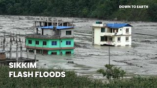 Devastating glacial lake outburst causes flash floods in Sikkim [upl. by Hoenack782]