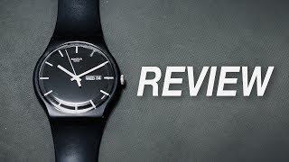 Minimalist Watch by Swatch  Swatch Mono Black Review Swatch SUOB720 [upl. by Hashimoto642]