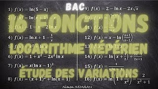 16 VARIATIONS DE FONCTIONS  Logarithme Népérien  Fonction dérivée et tableau de variation BAC [upl. by Aggappe]