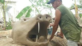 Techniques of making clay wood stoves sculpting pig wild beautiful and effective Amazing [upl. by Arodal]