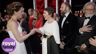 Duke and Duchess of Cambridge meet BAFTA winners including Olivia Coleman and Rami Malek [upl. by Teirtza]