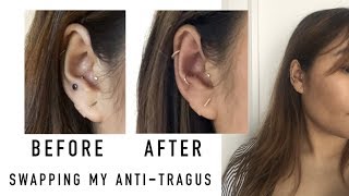 SWAPPING MY ANTITRAGUS JEWELRY FOR A HOOP VLOG  inspiroue [upl. by Rovit]