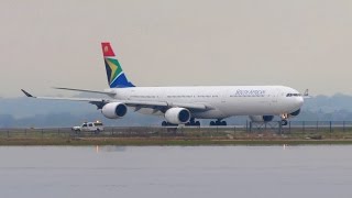 SOUTH AFRICAN Airbus A340600 ZSSNI Takeoff from New York JFK Airport Full HD [upl. by Nedgo]