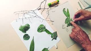 How to make a Collagraph A playful relief print using card leaves amp twigs by Rob the Art Teacher [upl. by Valerle]